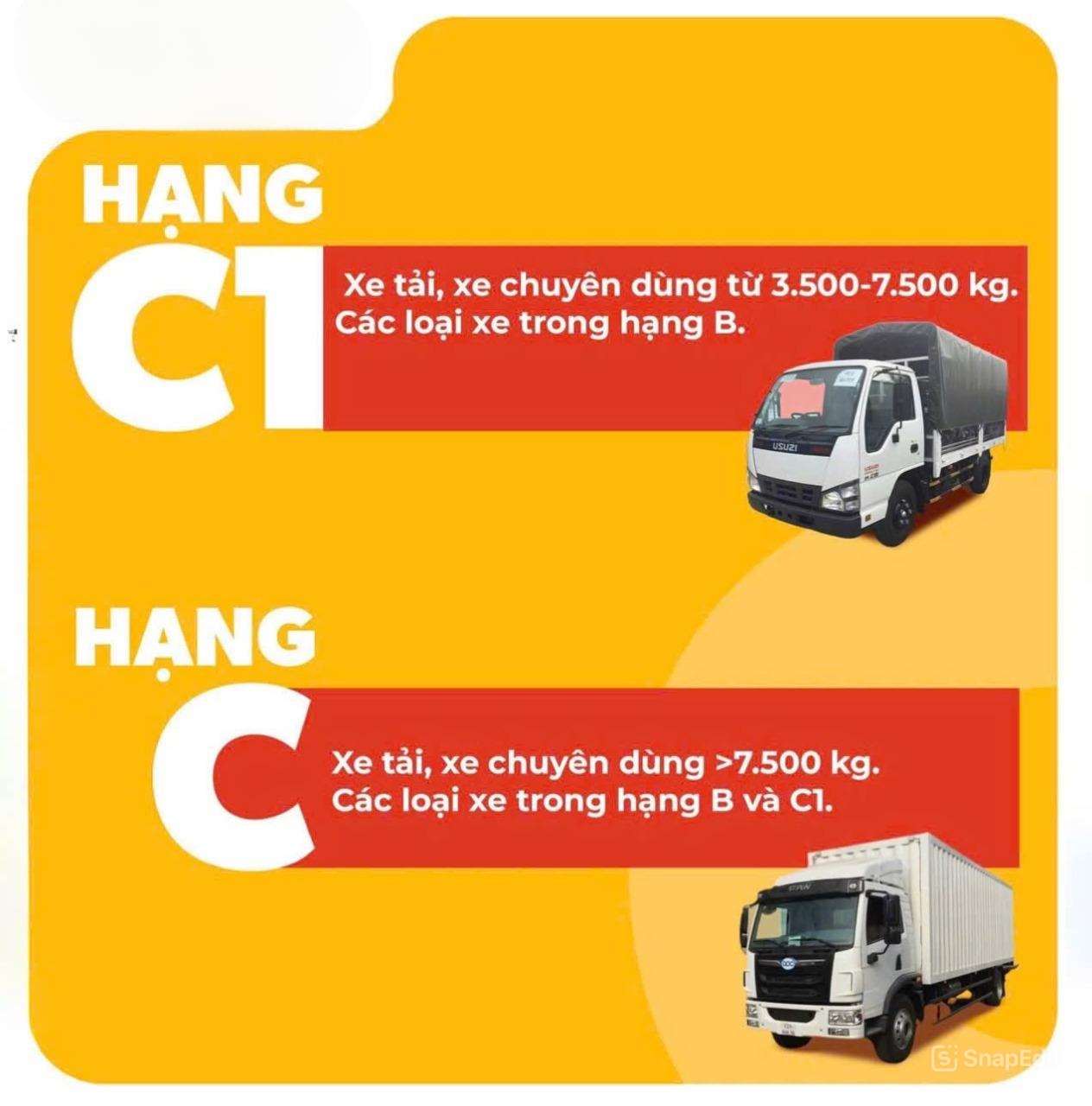 Các Dòng Xe Tải Lái Được Với Giấy Phép B và C1 (2025)